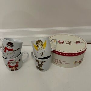 Now designs set of 4 Christmas porcelain mugs in box